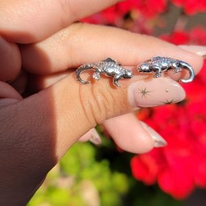 Vintage 950 Silver Little Chameleon Stud Earrings
